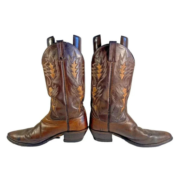 Dan Post Brown Leather Western Cowboy Boots Men's Size 10D - Picture 4 of 15